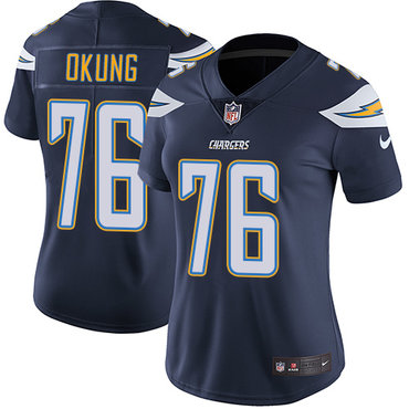 Personalized Chargers #76 Russell Okung Navy Blue Team Color Women’s Stitched NFL Untouchable Limited Jersey