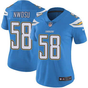 Personalized Chargers #58 Uchenna Nwosu Electric Blue Alternate Women’s Stitched NFL Untouchable Limited Jersey