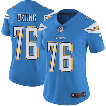 Personalized Chargers #76 Russell Okung Electric Blue Alternate Women’s Stitched NFL Untouchable Limited Jersey
