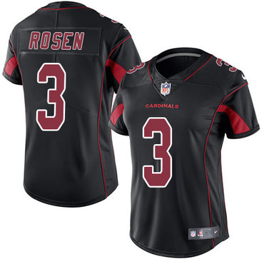 Personalized Cardinals #3 Josh Rosen Black Women’s Stitched NFL Limited Rush Jersey
