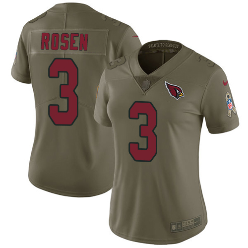 Personalized Cardinals #3 Josh Rosen Olive Women’s Stitched NFL Limited 2017 Salute to Service Jersey