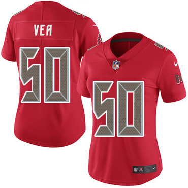Personalized Buccaneers #50 Vita Vea Red Women’s Stitched NFL Limited Rush Jersey