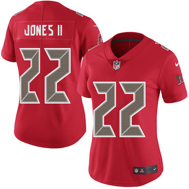 Personalized Buccaneers #22 Ronald Jones II Red Women’s Stitched NFL Limited Rush Jersey