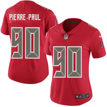 Personalized Buccaneers #90 Jason Pierre-Paul Red Women’s Stitched NFL Limited Rush Jersey