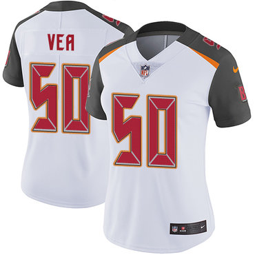 Personalized Buccaneers #50 Vita Vea White Women’s Stitched NFL Untouchable Limited Jersey