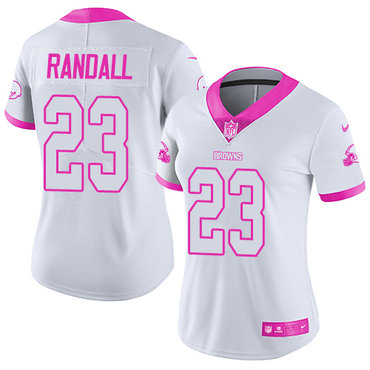 Personalized Browns #23 Damarious Randall White Pink Women’s Stitched NFL Limited Rush Fashion Jersey