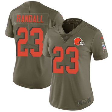 Personalized Browns #23 Damarious Randall Olive Women’s Stitched NFL Limited 2017 Salute to Service Jersey