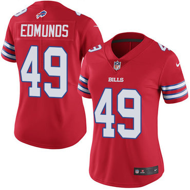 Personalized Bills #49 Tremaine Edmunds Red Women’s Stitched NFL Limited Rush Jersey