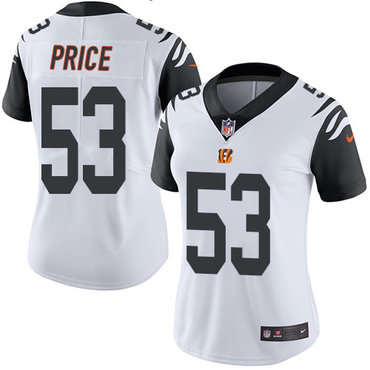 Personalized Bengals #53 Billy Price White Women’s Stitched NFL Limited Rush Jersey