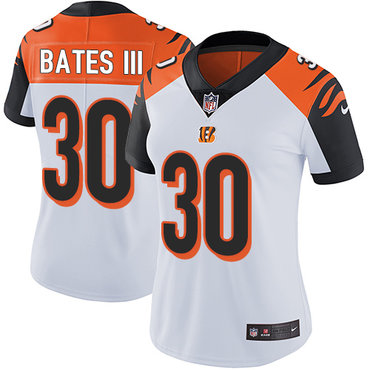 Personalized Bengals #30 Jessie Bates III White Women’s Stitched NFL Untouchable Limited Jersey