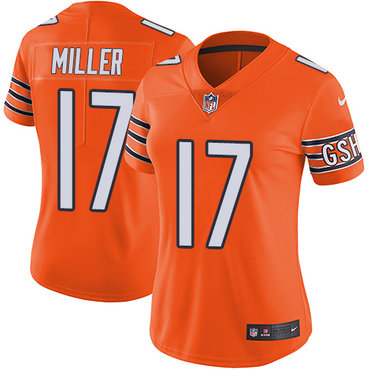 Personalized Bears #17 Anthony Miller Orange Women’s Stitched NFL Limited Rush Jersey