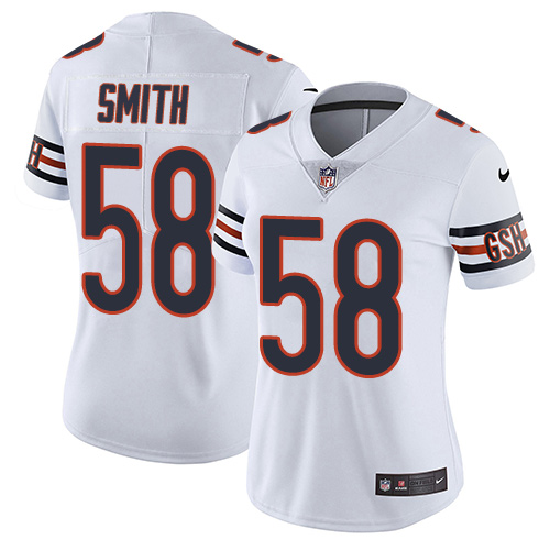 Personalized Bears #58 Roquan Smith White Women’s Stitched NFL Untouchable Limited Jersey