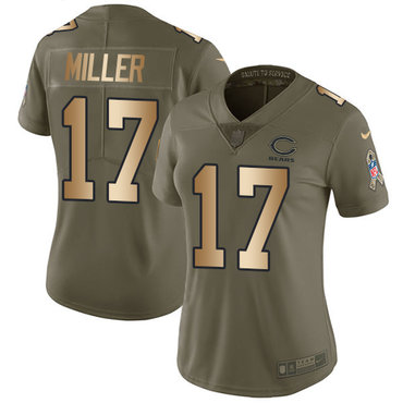 Personalized Bears #17 Anthony Miller Olive Gold Women’s Stitched NFL Limited 2017 Salute to Service Jersey