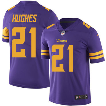 Personalized Vikings #21 Mike Hughes Purple Youth Stitched NFL Limited Rush Jersey