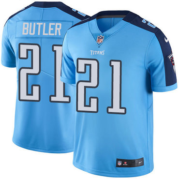 Personalized Titans #21 Malcolm Butler Light Blue Youth Stitched NFL Limited Rush Jersey