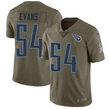 Personalized Titans #54 Rashaan Evans Olive Youth Stitched NFL Limited 2017 Salute to Service Jersey