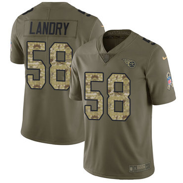 Personalized Titans #58 Harold Landry Olive Camo Youth Stitched NFL Limited 2017 Salute to Service Jersey