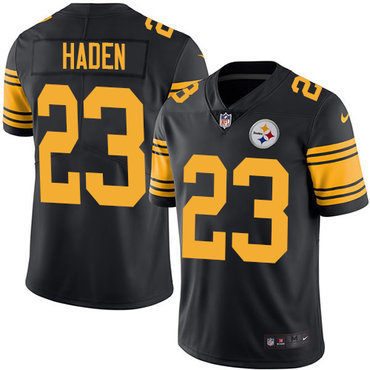Personalized Steelers #23 Joe Haden Black Youth Stitched NFL Limited Rush Jersey