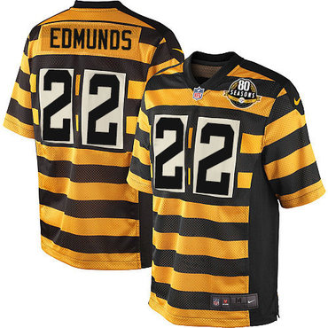 Personalized Steelers #22 Terrell Edmunds Black Yellow Alternate Youth Stitched NFL Elite Jersey