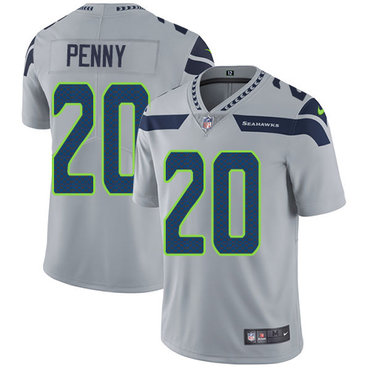 Personalized Seahawks #20 Rashaad Penny Grey Alternate Youth Stitched NFL Untouchable Limited Jersey