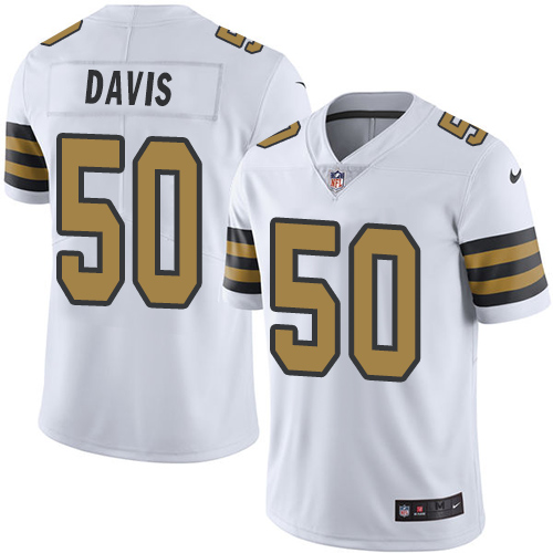 Personalized Saints #50 DeMario Davis White Youth Stitched NFL Limited Rush Jersey