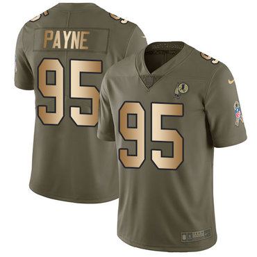 Personalized Redskins #95 Da’Ron Payne Olive Gold Youth Stitched NFL Limited 2017 Salute to Service Jersey
