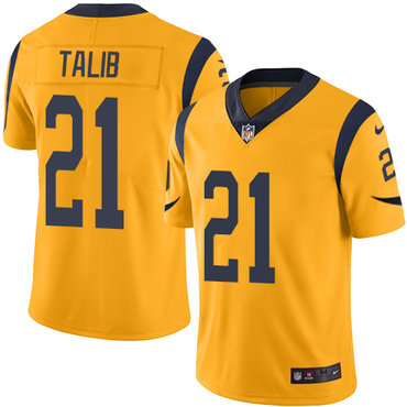 Personalized Rams #21 Aqib Talib Gold Youth Stitched NFL Limited Rush Jersey