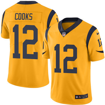 Personalized Rams #12 Brandin Cooks Gold Youth Stitched NFL Limited Rush Jersey