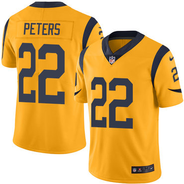 Personalized Rams #22 Marcus Peters Gold Youth Stitched NFL Limited Rush Jersey