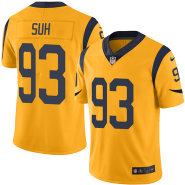 Personalized Rams #93 Ndamukong Suh Gold Youth Stitched NFL Limited Rush Jersey