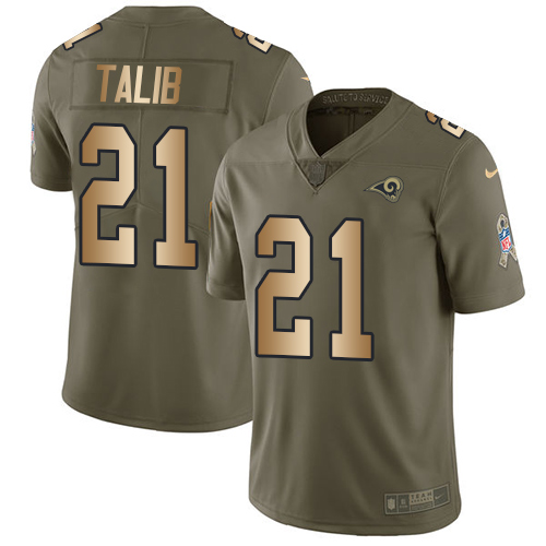 Personalized Rams #21 Aqib Talib Olive Gold Youth Stitched NFL Limited 2017 Salute to Service Jersey