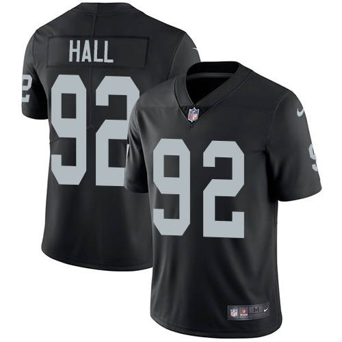 Personalized Raiders #92 P.J. Hall Black Team Color Youth Stitched NFL Untouchable Limited Jersey