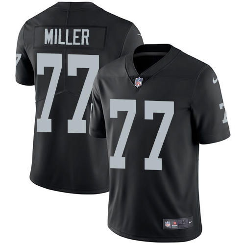 Personalized Raiders #77 Kolton Miller Black Team Color Youth Stitched NFL Untouchable Limited Jersey