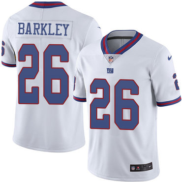 Personalized Giants #26 Saquon Barkley White Youth Stitched NFL Limited Rush Jersey