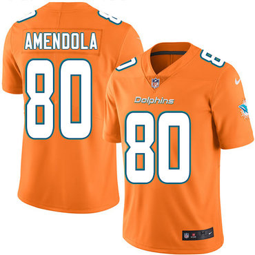 Personalized Dolphins #80 Danny Amendola Orange Youth Stitched NFL Limited Rush Jersey