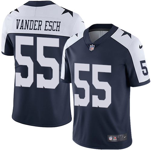 Personalized Cowboys #55 Leighton Vander Esch Navy Blue Thanksgiving Youth Stitched NFL Untouchable Limited Throwback Jersey