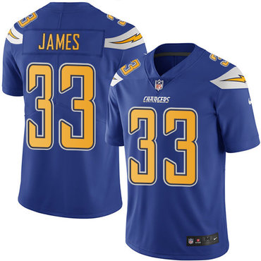 Personalized Chargers #33 Derwin James Electric Blue Youth Stitched NFL Limited Rush Jersey