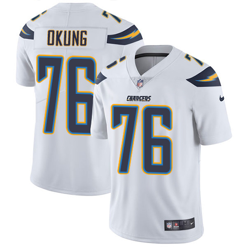 Personalized Chargers #76 Russell Okung White Youth Stitched NFL Untouchable Limited Jersey