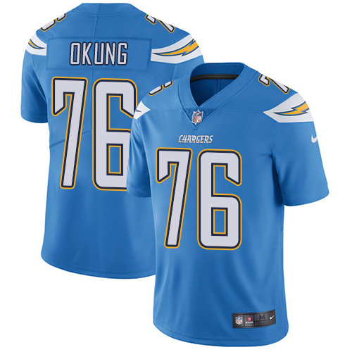 Personalized Chargers #76 Russell Okung Electric Blue Alternate Youth Stitched NFL Untouchable Limited Jersey