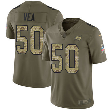 Personalized Buccaneers #50 Vita Vea Olive Camo Youth Stitched NFL Limited 2017 Salute to Service Jersey