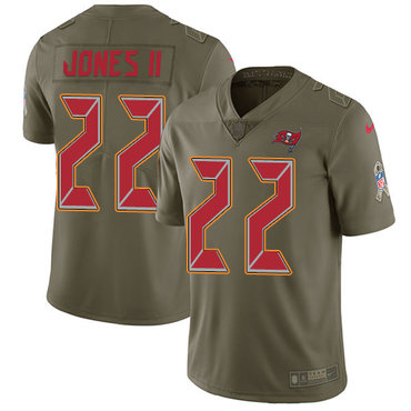 Personalized Buccaneers #22 Ronald Jones II Olive Youth Stitched NFL Limited 2017 Salute to Service Jersey