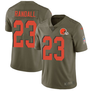 Personalized Browns #23 Damarious Randall Olive Youth Stitched NFL Limited 2017 Salute to Service Jersey