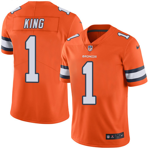 Personalized Broncos #1 Marquette King Orange Youth Stitched NFL Limited Rush Jersey