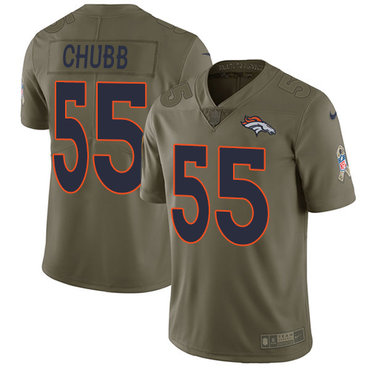 Personalized Broncos #55 Bradley Chubb Olive Youth Stitched NFL Limited 2017 Salute to Service Jersey