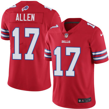 Personalized Bills #17 Josh Allen Red Youth Stitched NFL Limited Rush Jersey