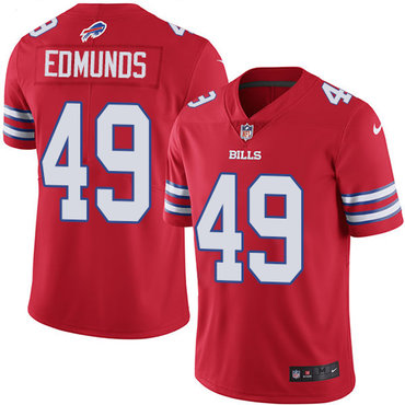 Personalized Bills #49 Tremaine Edmunds Red Youth Stitched NFL Limited Rush Jersey