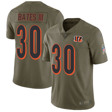 Personalized Bengals #30 Jessie Bates III Olive Youth Stitched NFL Limited 2017 Salute to Service Jersey