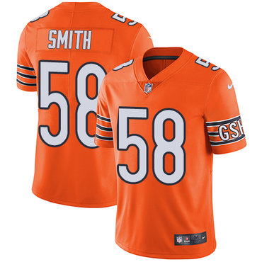 Personalized Bears #58 Roquan Smith Orange Youth Stitched NFL Limited Rush Jersey
