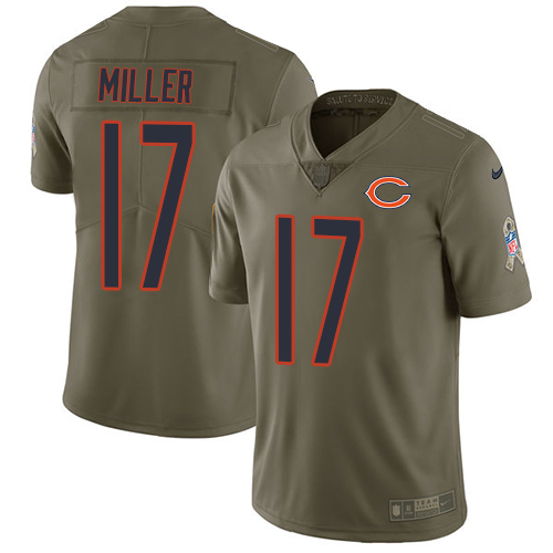 Personalized Bears #17 Anthony Miller Olive Youth Stitched NFL Limited 2017 Salute to Service Jersey