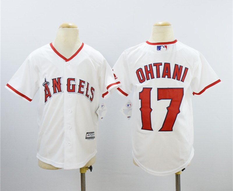 Personalized Youth Angels 17 Shohei Ohtani White Youth Cool Base Jersey